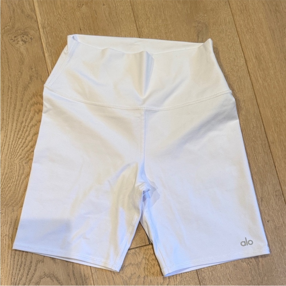 ALO Yoga White Bike Shorts